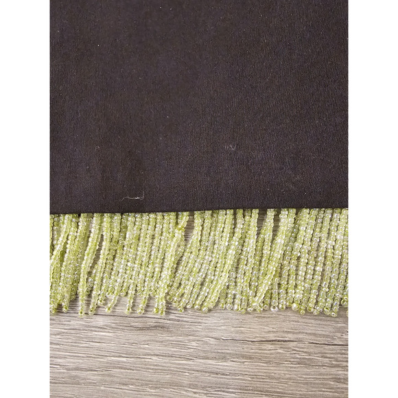 Vintage Cache Woman's Black Pants Fringed Hem Sequins Boho Size M Zip Front - Picture 3 of 6